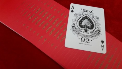 Standard Bee faces. Full bleed red backs.